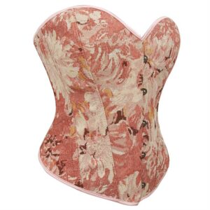 Pink Chrysanthemum Print Plastic Boned Body Shaper