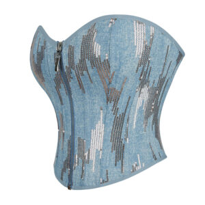 Blue Zipper with Silver Sequins Women's Bandeau Palace Shapewear